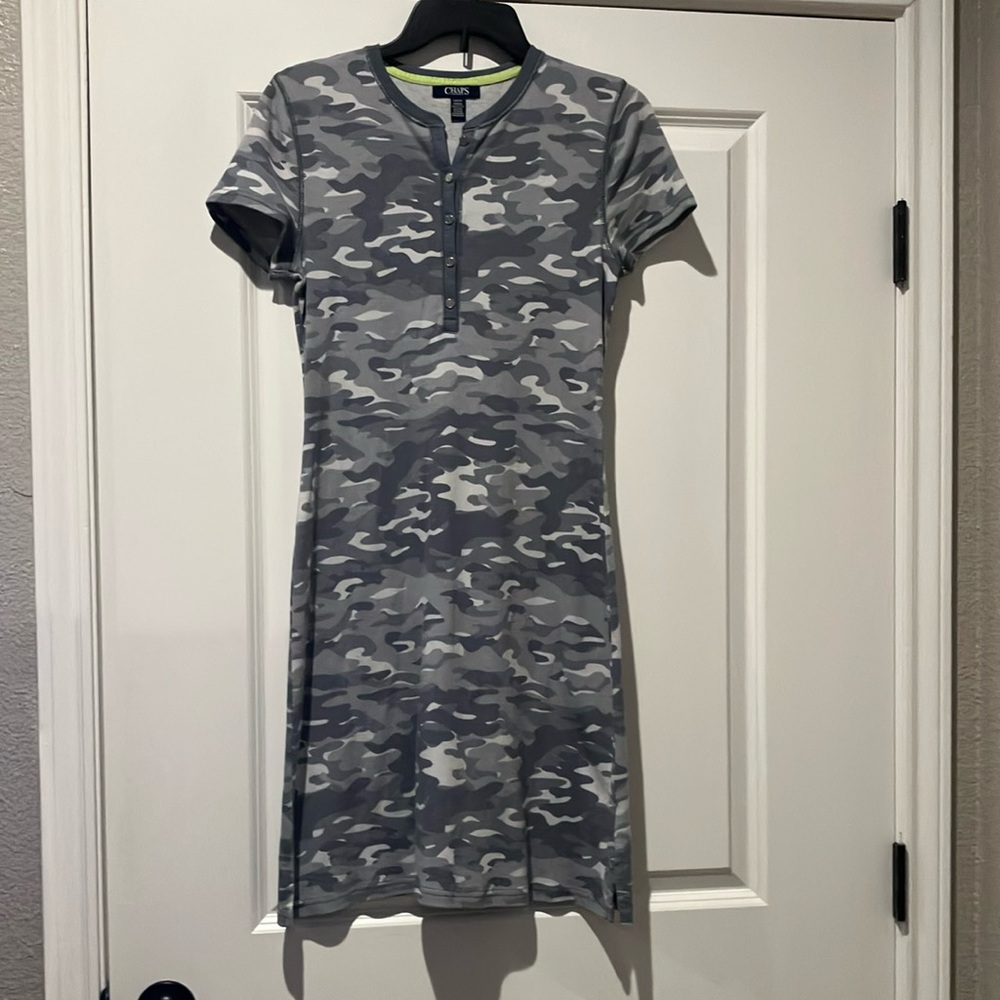 Chaps Active Gray Camo Knit Women's Dress-Small-GUC